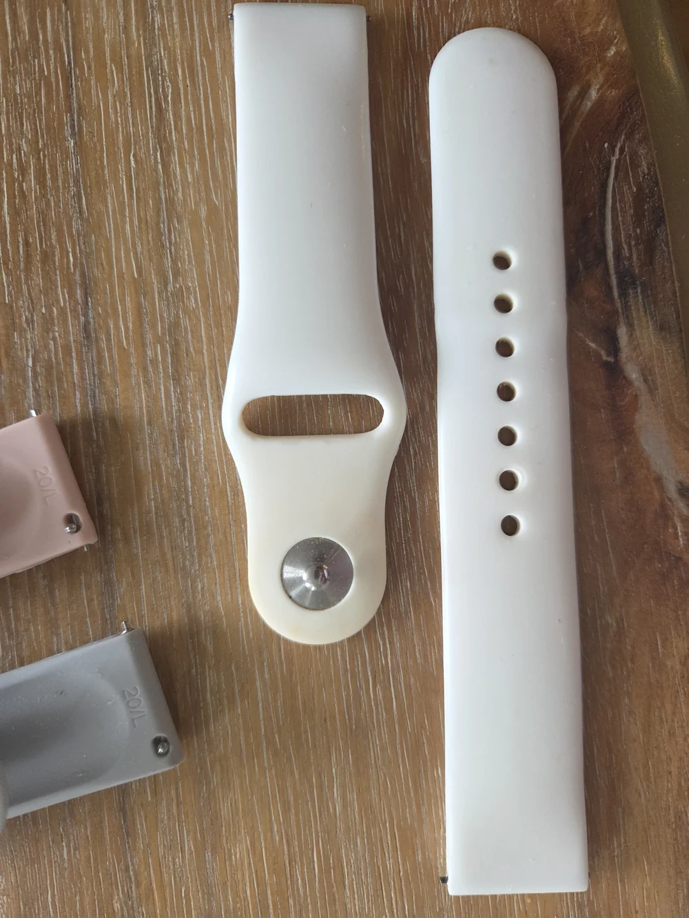 Interchangeable 20mm Watch Bands - White, Gray, Pink